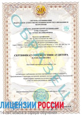 Образец сертификата соответствия аудитора №ST.RU.EXP.00014300-1 Кузнецк Сертификат OHSAS 18001